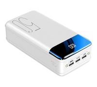 Power Bank, 50000Mah, Portable Charger with LCD Display & LED Flashlight, 3 Input & 3 Output External Battery Pack Emergency Power Supply,White