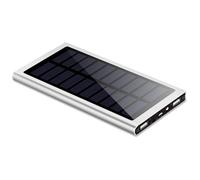 Power Bank, 50000Mah Solar Ultra-Thin Mobile Dual USB Phone Charger Flashlight Powerbank Portable,Silver
