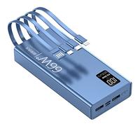 Power Bank 66W Super Fast Charging Ultra-thin Self-contained Large-capacity Power Bank 10000 MAh Flash Charging Mobile Power Supply (Color : Blue, Size : 10000mAh)