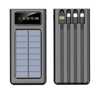 Power Bank, Comes With Four Wire 30000Mah Large Capacity Charging Treasure Solar Compatible With 99% Of Usb Devices On The Market Phone Battery,Black