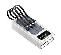 Power Bank, Comes With Four Wire 30000Mah Large Capacity Charging Treasure Solar Compatible With 99% Of Usb Devices On The Market Phone Battery,White