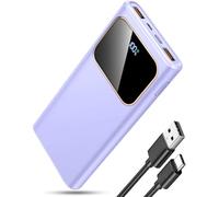 Power Bank Fast Charging 10000mAh, 22.5W Portable Charger USB C Input & Output Powerbank with LED Display, PD3.0 QC4.0 Phone Battery Pack for iPhone16/15/14/13/12, Android More (Premium Purple)