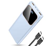 Power Bank Fast Charging 10000mAh, 22.5W Portable Charger USB C Input & Output Powerbank with LED Display, PD3.0 QC4.0 Phone Battery Pack for iPhone17/16/15/14/13/12, Android More，Blue