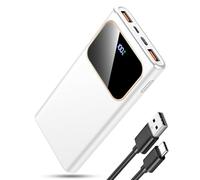 Power Bank Fast Charging 10000mAh, 22.5W Portable Charger USB C Input & Output Powerbank with LED Display, PD3.0 QC4.0 Phone Battery Pack for iPhone16/15/14/13/12, Android More (Cream White)