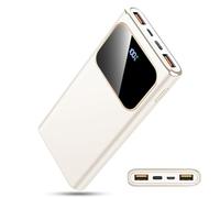 Power Bank Fast Charging 10000mAh, 22.5W Portable Charger USB C Input & Output Powerbank with LED Display, PD3.0 QC4.0 Phone Battery Pack for iPhone17/16/15/14/13/12, Android More，White