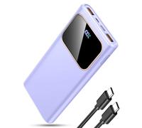 Power Bank Fast Charging 10000mAh, PD3.0 QC4.0 22.5W Portable Charger USB C Input & Output, Powerbank with LED Display, Battery Pack Compatible with iPhone16/15/14/13/12, Samsung, Android More, Purple