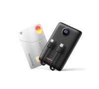 Power Bank Fast Charging 10000mAh With Built in Cables Portable Charger | WeeFancy USB-C Small Battery Pack with 3 Outputs ＆ 3 Inputs Travel Essential Slim Battery for iPhone, Android, Black