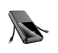 Power Bank Fast Charging 15000mAh, Portable Charger with 2 Built-in Cables & 3 Ports, Powerbank with LED Display, Battery Pack Compatible with iPhone 16 15 14 13 Android and more, Black