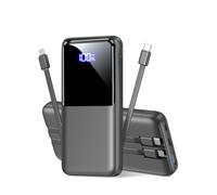 Power Bank Fast Charging, 15000mAh Portable Charger with Built-in Cables, USB-C Powerbank with LED Display & 4 Outputs, Battery Pack Compatible with iPhone 16 15 14 13 Android and more