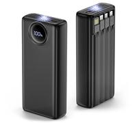 Power Bank Fast Charging 20000mAh, 22.5W Portable Charger with LCD Display, Built-in 4 Cables&6-Device Charging Compatible with iPhone, Android, iPad, No Extra Cords Needed for Travel, Work, Emergency