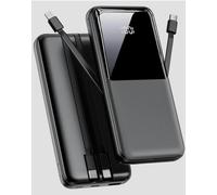 Power Bank Fast Charging 20000mAh, Portable Charger with Built-in Cables, USB-C Powerbank with LED Display & 4 Outputs, Battery Pack Compatible with iPhone 16 15 14 13 Android and more, Black