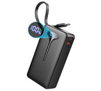 Power Bank Fast Charging, 22.5W Portable Charger 10000mAh, Small Battery Pack USB-C In & Out, Lightweight Powerbank with Built in Cable for iPhone 16/15/14/13/12, Samsung Galaxy, Xiaomi, Android etc