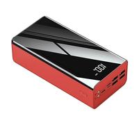 Power Bank, fast charging, 50000Mah, High Capacity USB C Fast 4 Ports Pack, Full Mirror with LED Flashlight,Red