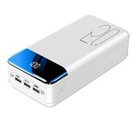 Power Bank Fast Charging 50000Mah Portable Charger, High Capacity 3 Outputs Phone Battery Pack with Flashlight & LED Display External Battery,White