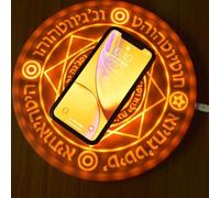 power bank fast charging Array Wireless, 10W Fast Charge, Wireless Charging Pad, Smart Recognition, With Light Sound,Brown