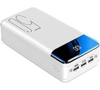 Power Bank Fast Charging LED Display 50000Mah Portable Charger, High Capacity 3 Outputs Phone Battery Pack with Flashlight Compatible with 99% of USB Devices on The Market(White)