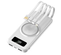power bank fast charging,Mini Power Bank With Wireless Fast 30000mAh Large Capacity Shared with Built-In 4-Wire Power Bank Suitable,White