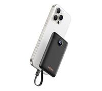 Power Bank Fast Charging PD 22.5W WeeFancy 10000mAh Portable Charger With Built in Cables Small Battery Pack USB C with 3 Outputs ＆ 3 Inputs Mini Powerbank Compatible with iPhone Samsung (Black)