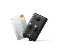 Power Bank Fast Charging PD 22.5W WeeFancy 10000mAh Portable Charger With Built in Cables Small Battery Pack USB C with 3 Outputs ＆ 3 Inputs Mini Powerbank Compatible with iPhone Samsung (Black)