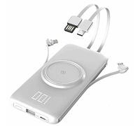 Power Bank fast charging, with Built in Cables, 20000mAh USB C pack 4 Outputs 2 Inputs with LED Type C Charger,White,10000mAh