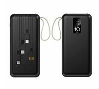 Power Bank fast charging, with Built-in Cables, 20000mAh USB C with 4 Outputs and LED,Black,5000mAh