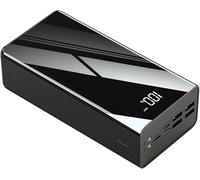 Power Bank，For And Mobile Phones Large Capacity Mobile With Digital Display And Fast Charging With Strong Light Flashlight(80000/Black without wires)