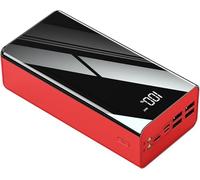 Power Bank,For And Mobile Phones Large Capacity Mobile With Digital Display And Fast Charging With Strong Light Flashlight(60000/Red without wires)
