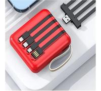 Power Bank，for and Phones with Built in Cable Large Capacity Mirror Screen Portable Mobile Small Portable Battery Charger(20000mAh/Red)