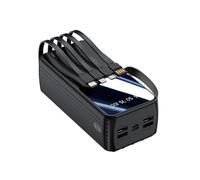 Power Bank For Fast Charging Large Capacity Built-In Four-Wire 30000 Mah Outdoor Long-Lasting Intelligent Digital Display Mobile (30000mAh/Black)