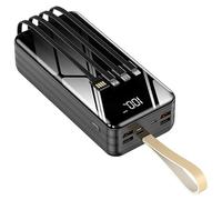 Power Bank,For Portable Charger Fast Charging PowerBank Fast Charging, 50000 Mah High Capacity With 7 Outputs & 4 Input, 1A Fast Pack With Led Lights, For Smart Phone,Black,50000Mah
