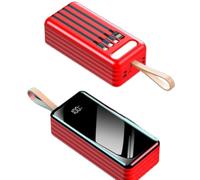 Power Bank,for PowerBank with Led Display 66w Fast Charging 100000 Mah Built in Line Large Capacity Two Way Fast Charging Pd20w Mobile PowerBank(50000mAh/Red)
