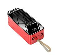 Power Bank,For s And Mobile Phones Large Capacity Mobile PowerBank With Digital Display And Fast Charging With Strong Light Flashlight(50000/Red comes with a built-in wire)
