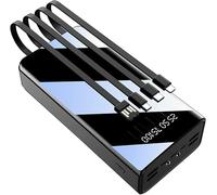 Power Bank，For Small Portable Charger 50000Mah, Large Capacity Battery Pack With Built-In Charging Cable That Can Charge 7 Devices At The Same Time, Support Fast Charge,Black