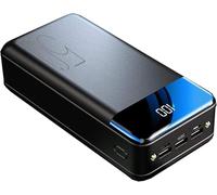 Power Bank,For Small Portable Charger Fast Charging Led Display 50000Mah, High Capacity 3 Outputs Phone Battery Pack With Flashlight Compatible Withtablet And More,Black