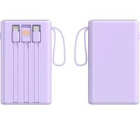 Power Bank,For Smartphones Fast Charging Support With Built In Cable Charging Treasure Portable Two Way Fast Charging Mobile Power Supply For Small Portable Battery Charger(30000mAh/Purple)