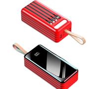 Power Bank，for with Led Display 66w Fast Charging 100000 Mah Built in Line Large Capacity Two Way Fast Charging Pd20w Mobile (80000mAh/Red)
