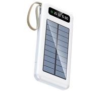 Power Bank Large Capacity Outdoor 20000 Mah, with Led Indicator and Flashlight, White USB Ports Multiple Device, Cables Built-in, Solar Powered Charger, Ce Fcc Certified