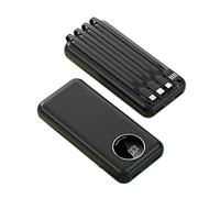 Power Bank, Mini Comes With Four-wire 30,000 MAh Large-capacity Charging Treasure Mobile Phone Universal Portable (Color : Black)