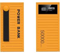 Power Bank， PD66W Fast Charging Portable Charger with 4 Output, 50000Mah High Capacity, External Battery with LED Display for Phones Tablets,Yellow,50000mAh