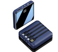 Power Bank Portable 100000mAh Large Capacity Comes with 4-Wire Mobile Power Supply 3 Interfaces 66W Fast Charging,Blue
