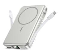 Power Bank, Portable Charger 10000mAh Compatible with Magsafe, PD 20W Type-C Fast Charging Battery Pack w/Built-in Cables, Magnetic Powerbank for iPhone 16/15/14/13 Pro Max - Beige