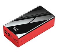 Power Bank, Portable Charger 40000-80000Mah, High Capacity Battery Pack with Display, Can Charge 4 Devices at The Same Time, Quick Charge,Red,60000mAh