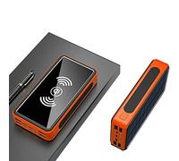 Power Bank Portable Charger Fast Charging External Battery Pack Wireless Induction Solar Charger, 100000Mah Portable Solar Wireless Charger - External Battery with LED Status Indi