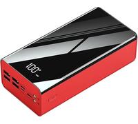 Power Bank， Portable Charger, High Capacity Battery Pack with Display, Can Charge 4 Devices at The Same Time, Quick Charge,Red,80000mAh