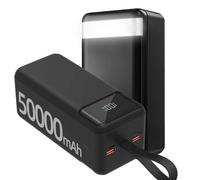 Power Bank Portable Charger - Huge Capacity 50000mAh Fast Charging External Battery Pack with Flaslight & LED Display, Compatible for iPhone 15,iPad,Samsung,Laptop,Tablet and More (Black)