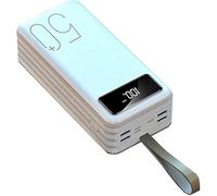 Power Bank Portable Charger Power Bank 60000Mah High Capacity Battery, Lcd Display 3 Input 4 Output Usb Fast Charging Portable Capacity Battery Pack (3 Pieces), (White, 60000mAh)