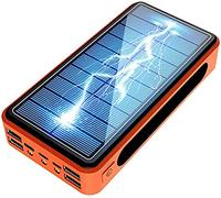 Power Bank Portable Charger Solar 50000Mah, Solar Portable Charger 2023 Newest With 4 Usb Outputs & Type-C Input Waterproof 28 Led Portable Flashlight Battery Pack For Outdoor Activities,Bl