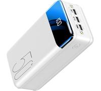 Power Bank，Portable Charger USB C External Battery Pack 50000mAh - External Cell Phone Backup Supply, 2.1A Fast Charging,White