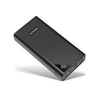 Power Bank Portable Phone Charger 27000mAh High Capacity External Backup Battery Pack 4 USB Ports Quick Charge LCD Display 3 Input Powerpack for iPhone Samsung iPads Huawei Nintendo Switch (Black)