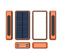 Power Bank， Power-Bank-Solar-Portable-Charger - 30000Mah Large Capacity Built in 4 Output And 1 Input Cables 5V3.1A Fast Charger Compatible with,Orange,20000MAH